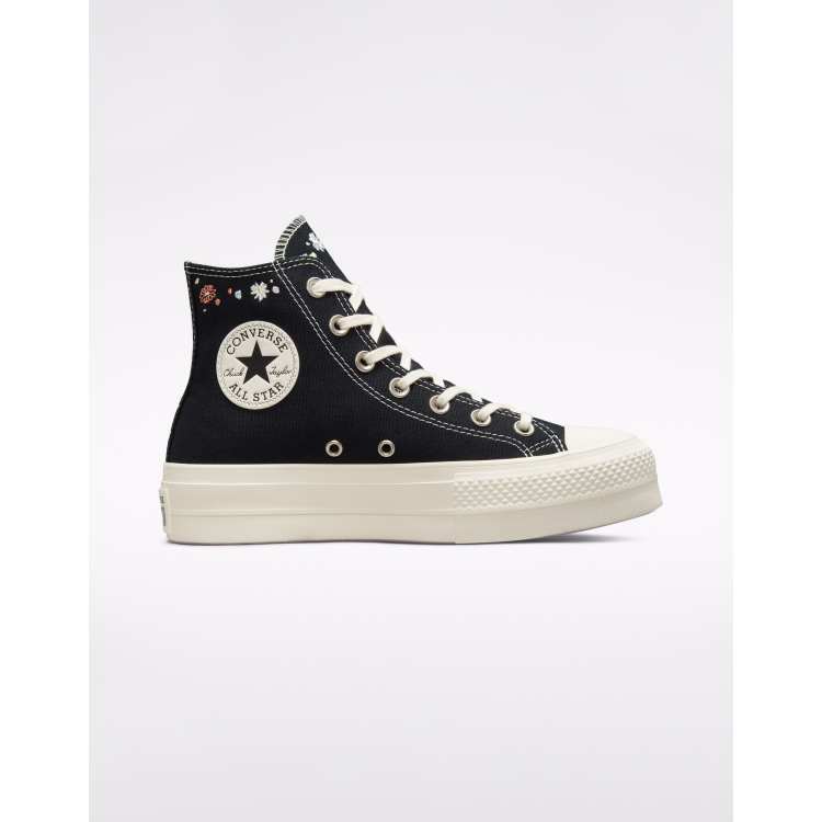 Converse Chuck Taylor Lift Things To Grow Baskets montantes a semelle plateforme et broderies fleurs Noir ASOS