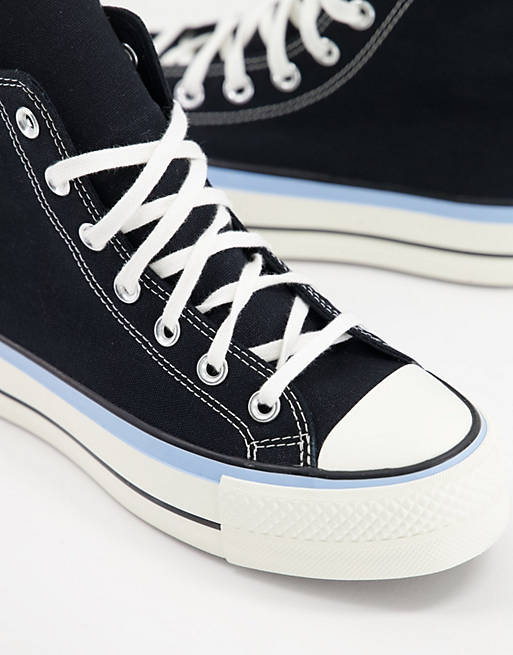 Women Trainers/Converse Chuck Taylor Lift trainers in black with a blue detail 
