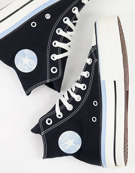 Women Trainers/Converse Chuck Taylor Lift trainers in black with a blue detail 