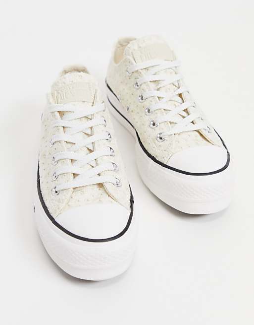 Converse Chuck Taylor lift trainers in white broderie anglaise Converse Chuck Taylor lift trainers in white broderie anglaise