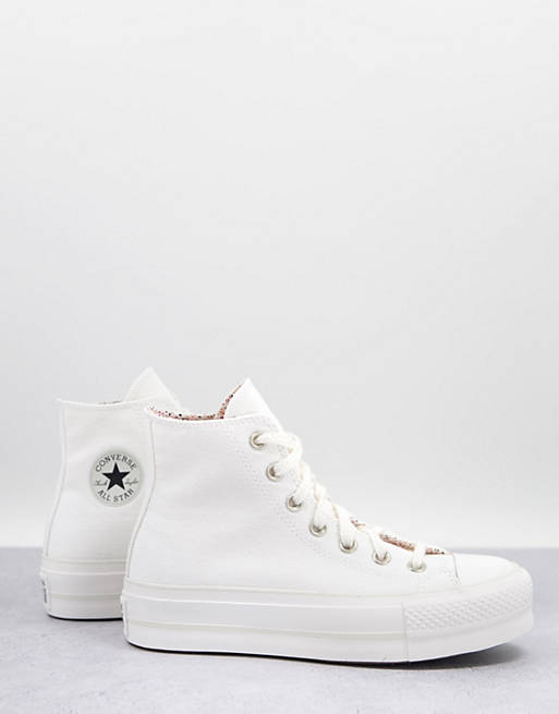 Converse Chuck Taylor lift trainers with floral details in white