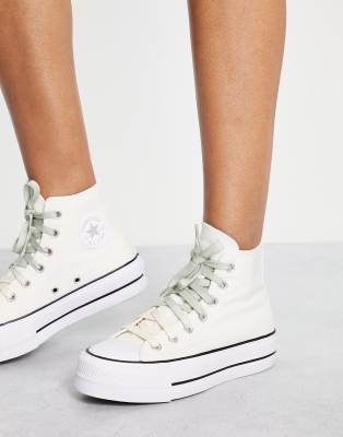 Converse Chuck Taylor Lift Hi trainers with ombre laces in cream