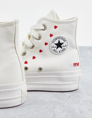 platform converse with red heart