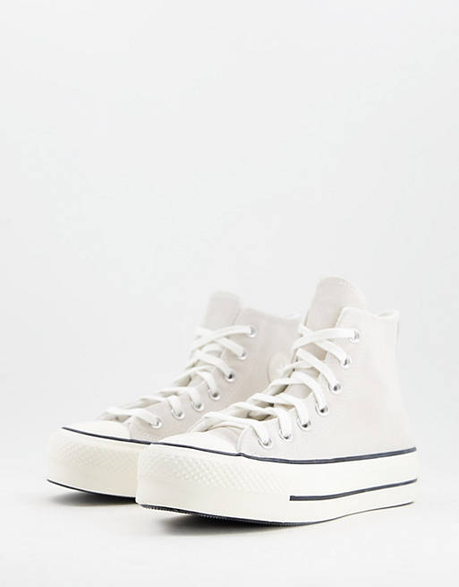 Converse Chuck Taylor lined platform trainer in off white suede | ASOS