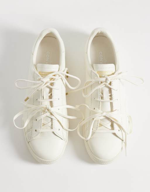 Converse Chuck Taylor - Lo Ox - Leren sneakers met dubbele veters in crème, 2 van 5