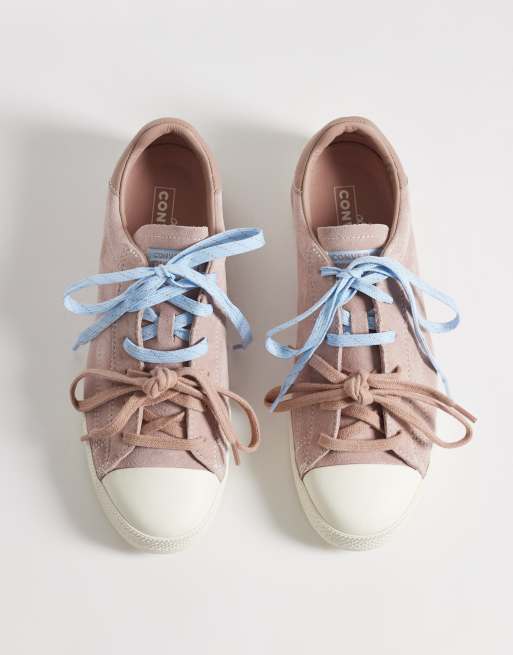 Converse Chuck Taylor Lo trainers with double lace in pink, 2 of 5