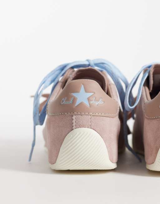 Converse Chuck Taylor Lo trainers with double lace in pink, 4 of 5