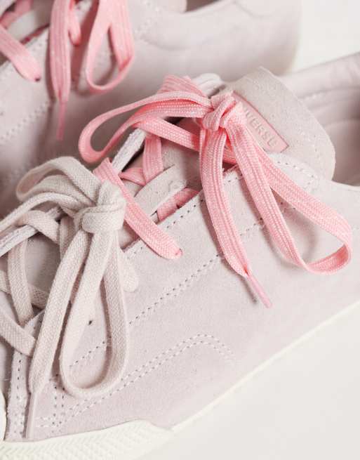 Converse Chuck Taylor Lo trainers with double lace in pink, 2 of 5