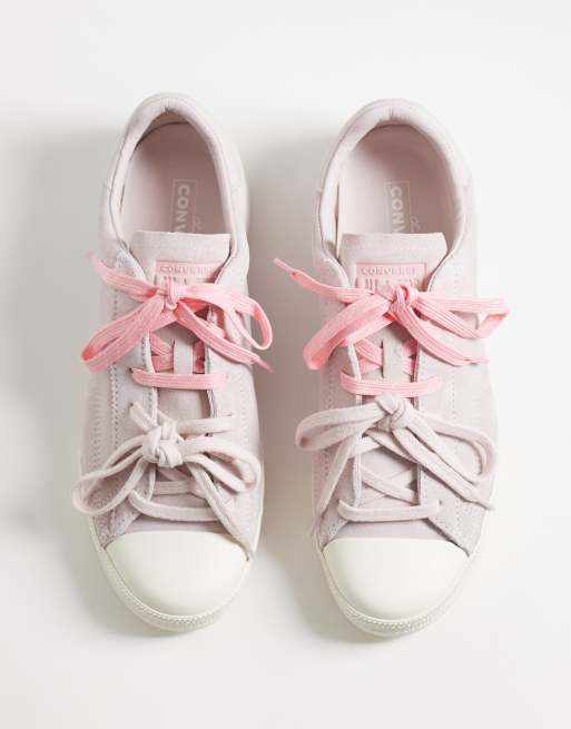  Converse Chuck Taylor Lo trainers with double lace in pink, 3 of 5