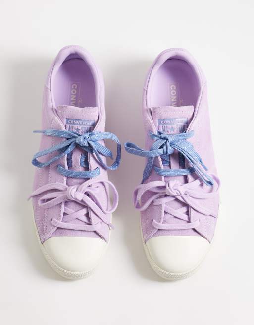  Converse Chuck Taylor Lo trainers with double lace in violet, 5 of 5