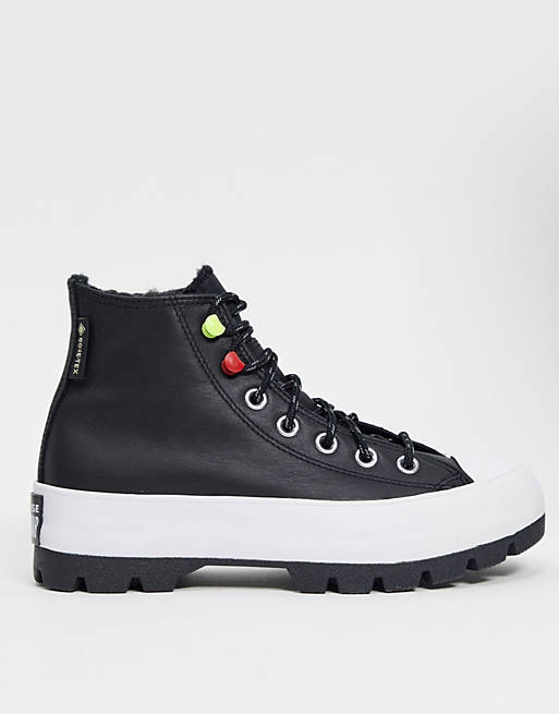 Converse Chuck Taylor Lugged platform Gore-Tex sneakers in black | ASOS