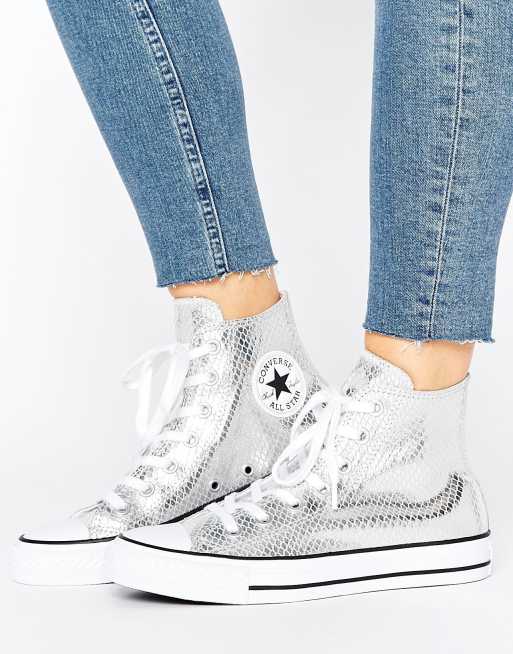 Silver metallic cheap converse high tops