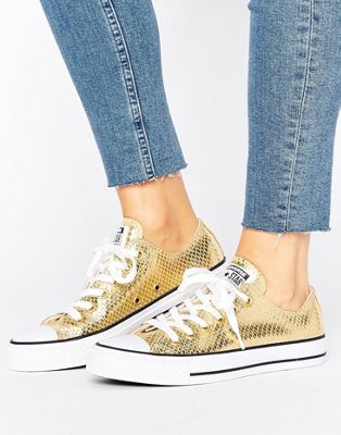 converse all star low rose metallic snake leather