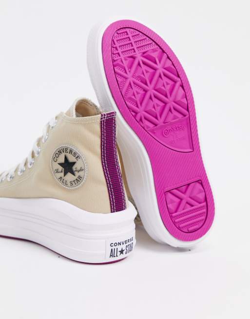 Converse Chuck Taylor Move Baskets montantes semelle plateforme Beige