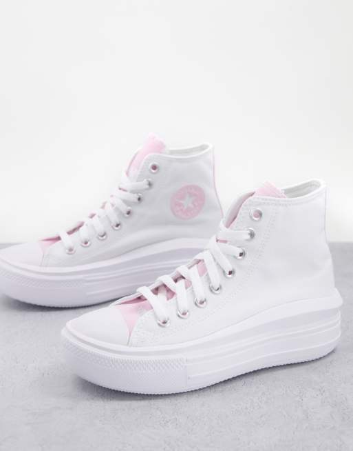 Converse Chuck Taylor Move Baskets montantes avec d tails rose clair Blanc