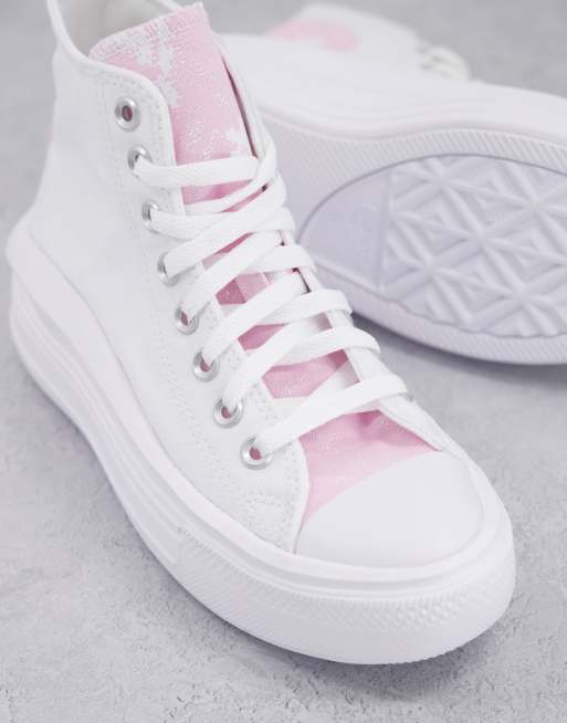 Converse Chuck Taylor Move Baskets montantes avec d tails rose clair Blanc