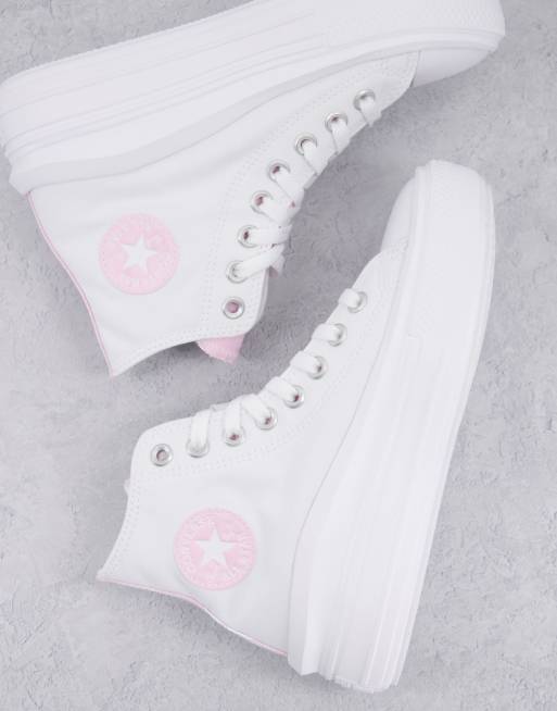 Converse Chuck Taylor Move Baskets montantes avec d tails rose clair Blanc