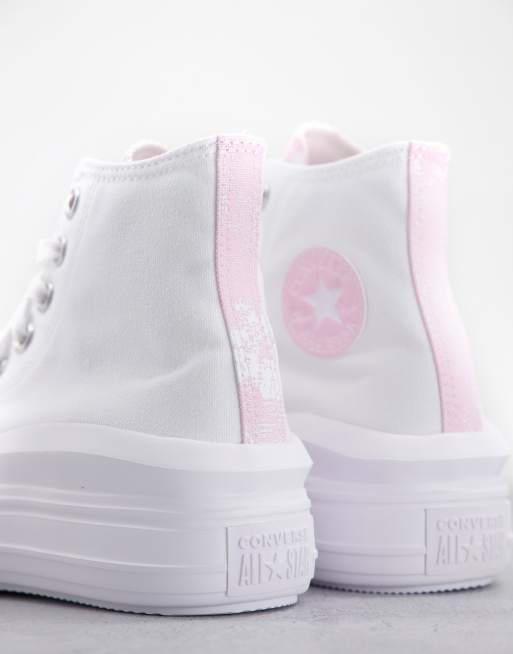 Converse Chuck Taylor Move Baskets montantes avec d tails rose clair Blanc