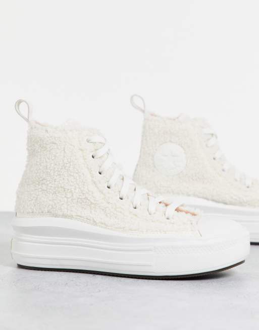 Converse - Chuck Taylor Move Hi Cosy Club - Sneakers in pile borg color crema