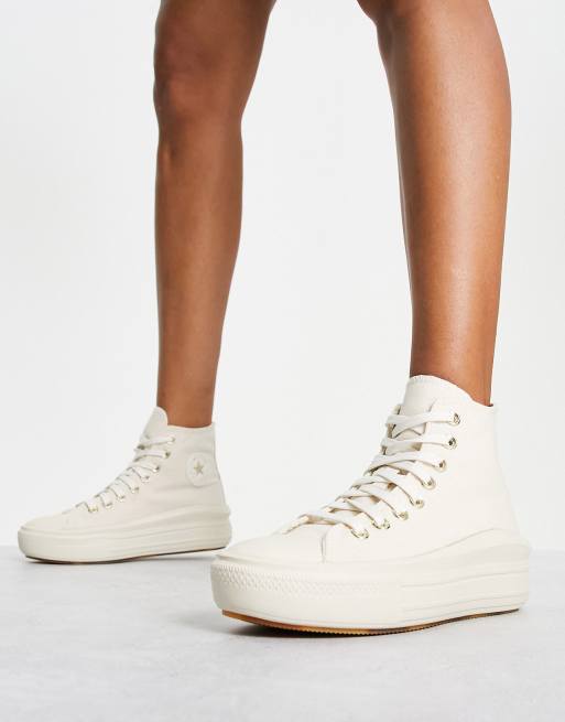 vuurwerk Verdorde Hoe dan ook Converse Chuck Taylor - Move - Hoge sneakers met gouden detail in wit | ASOS