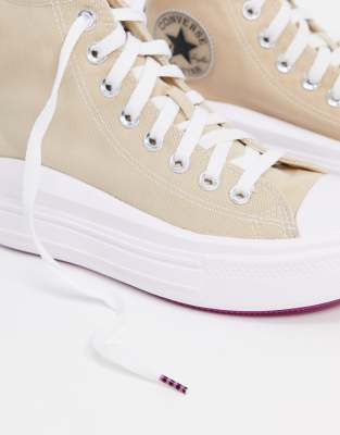 Converse - Chuck Taylor Move - Hoge sneakers met plateauzool in beige | ASOS