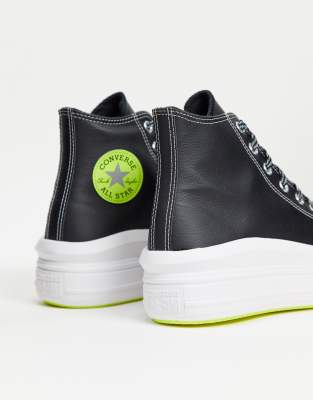 converse chuck taylor hi leather neon yellow sneakers