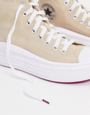 Converse Chuck Taylor Move platform hi sneakers in beige | ASOS