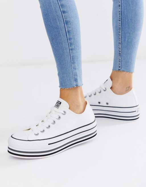 Aankondiging uitvinding Suradam Converse - Chuck Taylor Ox All Star - Sneakers met plateau-laag in wit |  ASOS