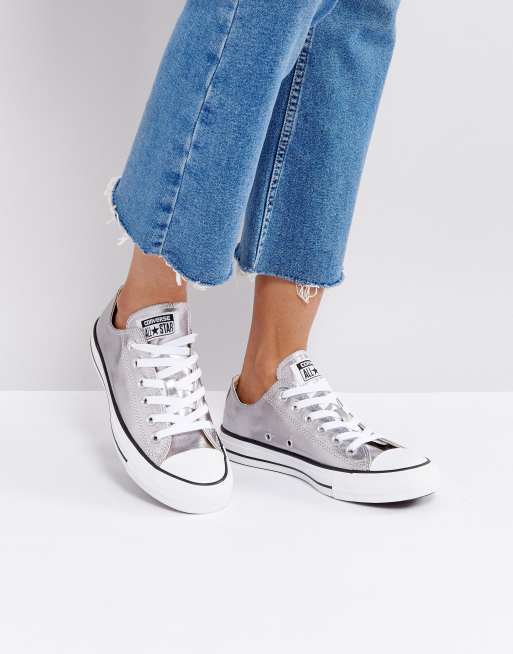 Menstruación Vigilancia miseria Converse - Chuck Taylor Ox - Baskets - Argent métallisé | ASOS