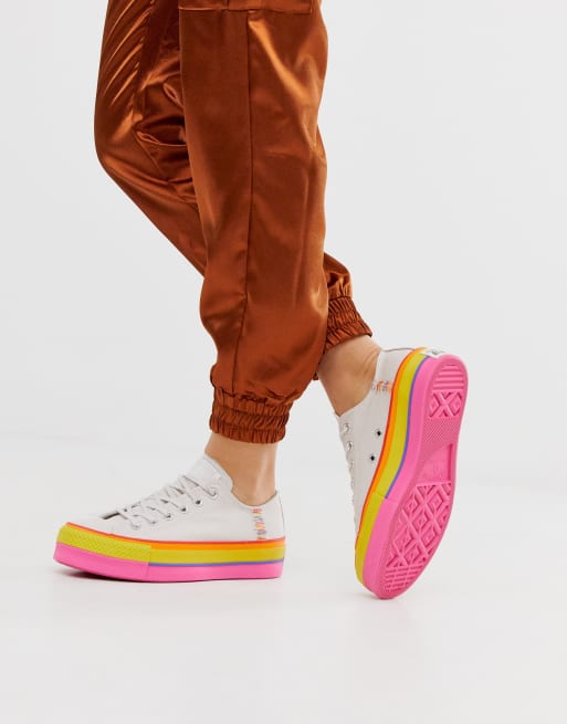 Converse Chuck Taylor Ox Platform Rainbow Sneakers | ASOS