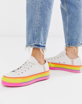 Converse - Chuck Taylor Ox - Sneakers arcobaleno con plateau | ASOS