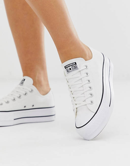Converse Chuck Taylor Ox - Sneakers bianche con plateau