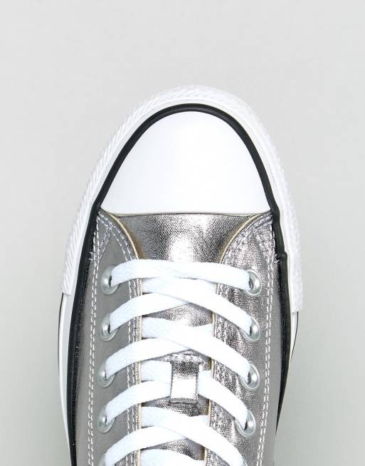 ASOS High Top Sneakers in Silver Metallic With Zips