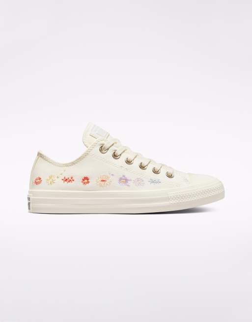 Converse Chuck Taylor - Ox - Things To Grow - Sneakers met geborduurde bloemetjes in wit