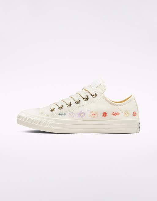 Converse Chuck Taylor - Ox - Things To Grow - Sneakers met geborduurde bloemetjes in wit, 3 van 4