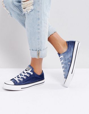 converse chuck taylor ox trainers in grey velvet