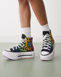 [Converse] Converse Chuck Taylor Pride Lift Double Stack trainers in mulicoloured leopard-Multi 39.5 MULTI