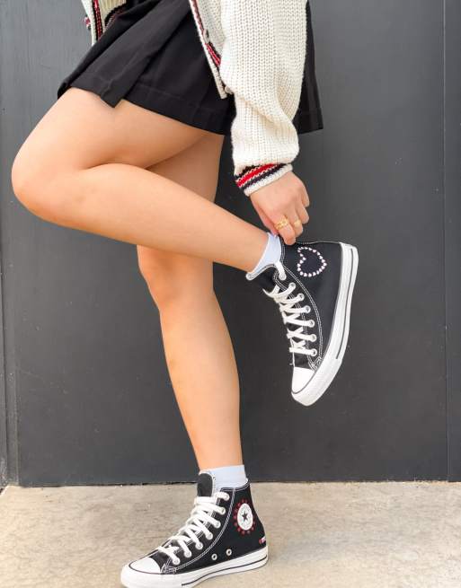 Converse noir avec clearance coeur