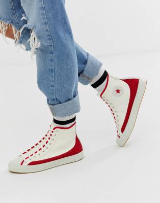 converse bianche tacco rosso