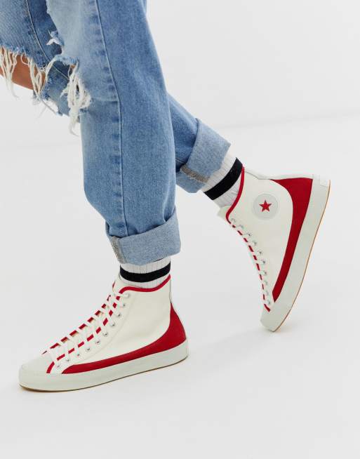 Converse bianche rosse deals