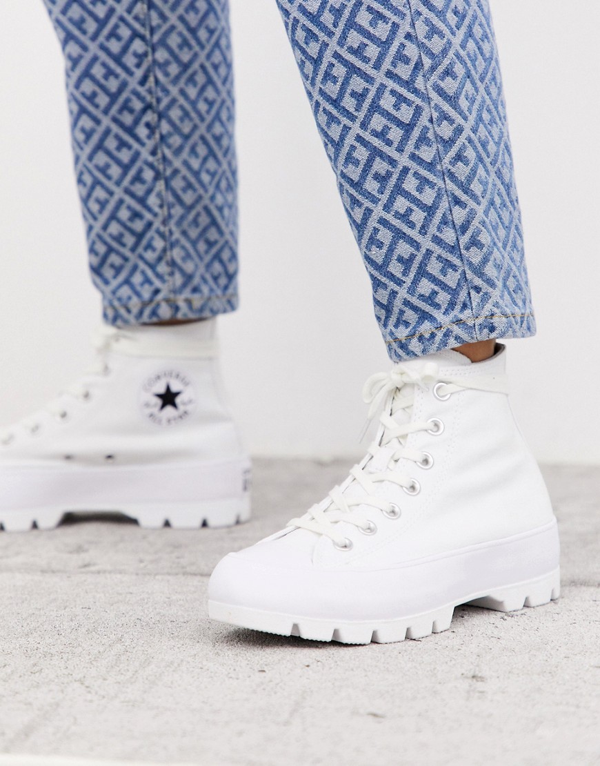 Converse - Chuck Taylor - Sneakers alte bianche con suola spessa-Bianco