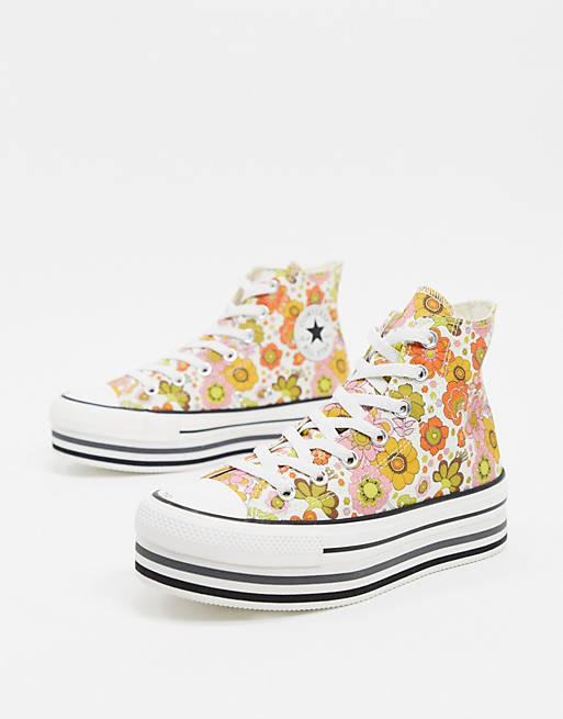 Converse - Chuck Taylor - Sneakers alte color crema a fiori con plateau a  strati سيارة كيا اوبتيما