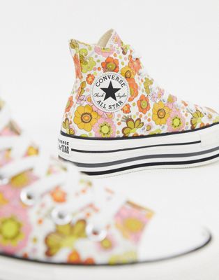Converse - Chuck Taylor - Sneakers alte color crema a fiori con plateau a  strati | ASOS
