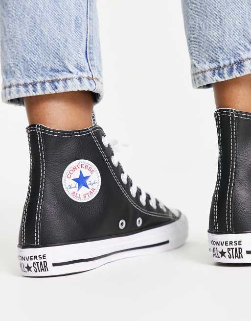 Converse alte in pelle nere on sale