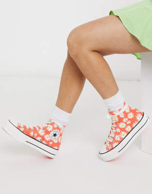 converse rosse alte pelle