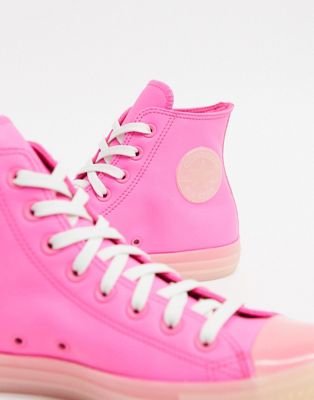 Converse Chuck Taylor - Sneakers in pelle rosa fluo | ASOS