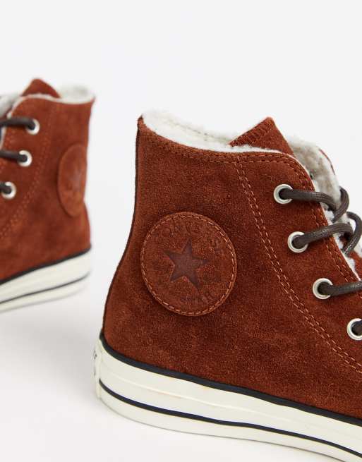 Converse Chuck Taylor tan fleece lined sneakers ASOS