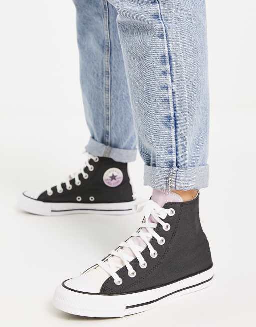 Converse Chuck Taylor - Taylor Hi - Sorte sneakers med lyslilla ombre-detalje