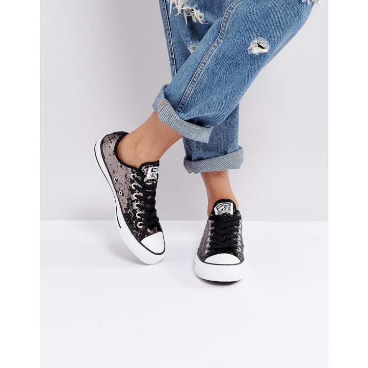 Black sequin deals converse high tops