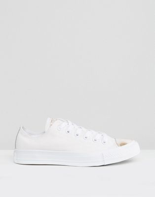 converse chuck taylor trainers in white with metallic toe cap